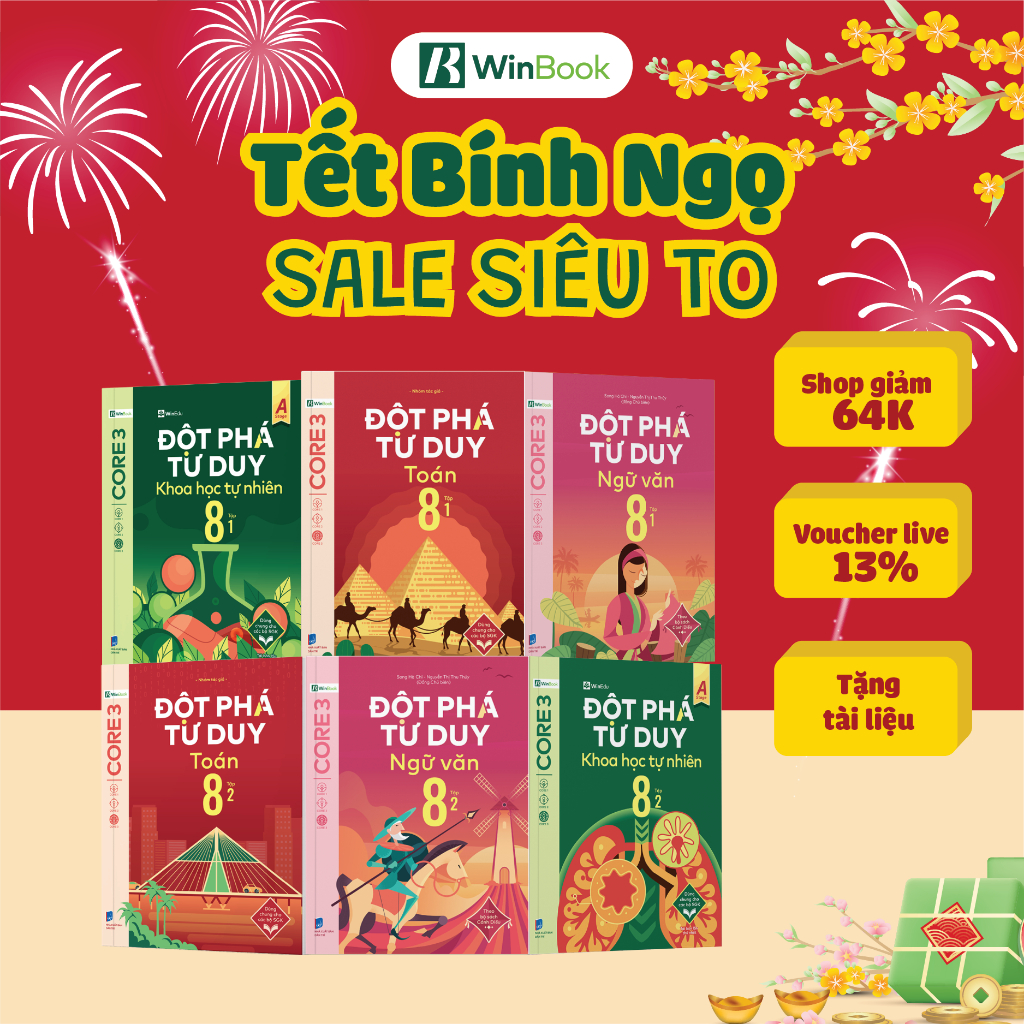 [COMBO TOÁN-VĂN-KHTN] Bộ 6 cuốn sách Đột phá tư duy lớp 8 môn Toán Văn và KHTN - Giúp con tự học
