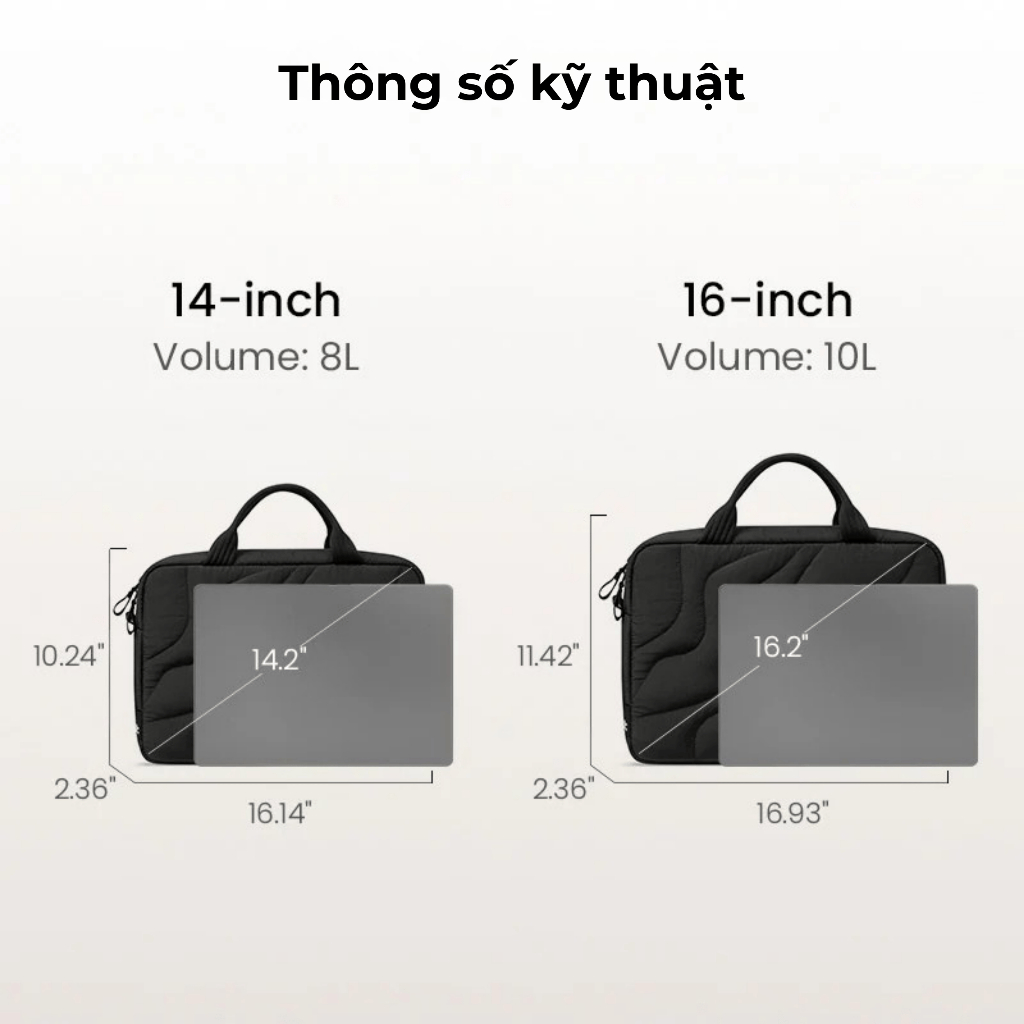 Túi xách chống sốc cho Macbook/Laptop Tomtoc-A28 Puffy chính hãng size 13/14/15/16" bảo vệ toàn diện | BigBuy360 - bigbuy360.vn