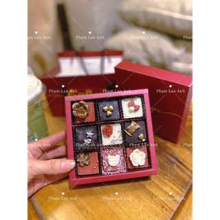 HỘP QUÀ TẶNG SOCOLA VALENTINE V 9 VIÊN DECOR TONE ĐỎ