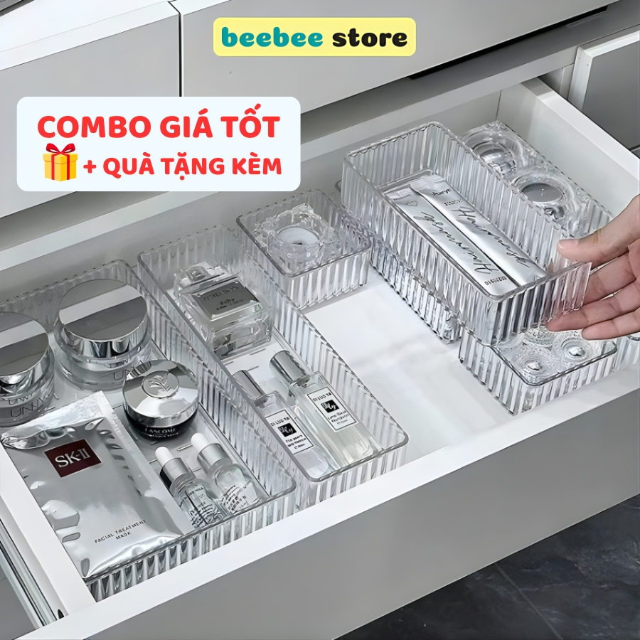 [COMBO GIÁ HỜI] Khay Nhựa Trong Đựng Mĩ Phẩm, Khay Chia Ngăn Kéo, Khay Nhựa Đựng Đồ, Phụ Kiện Có Thể