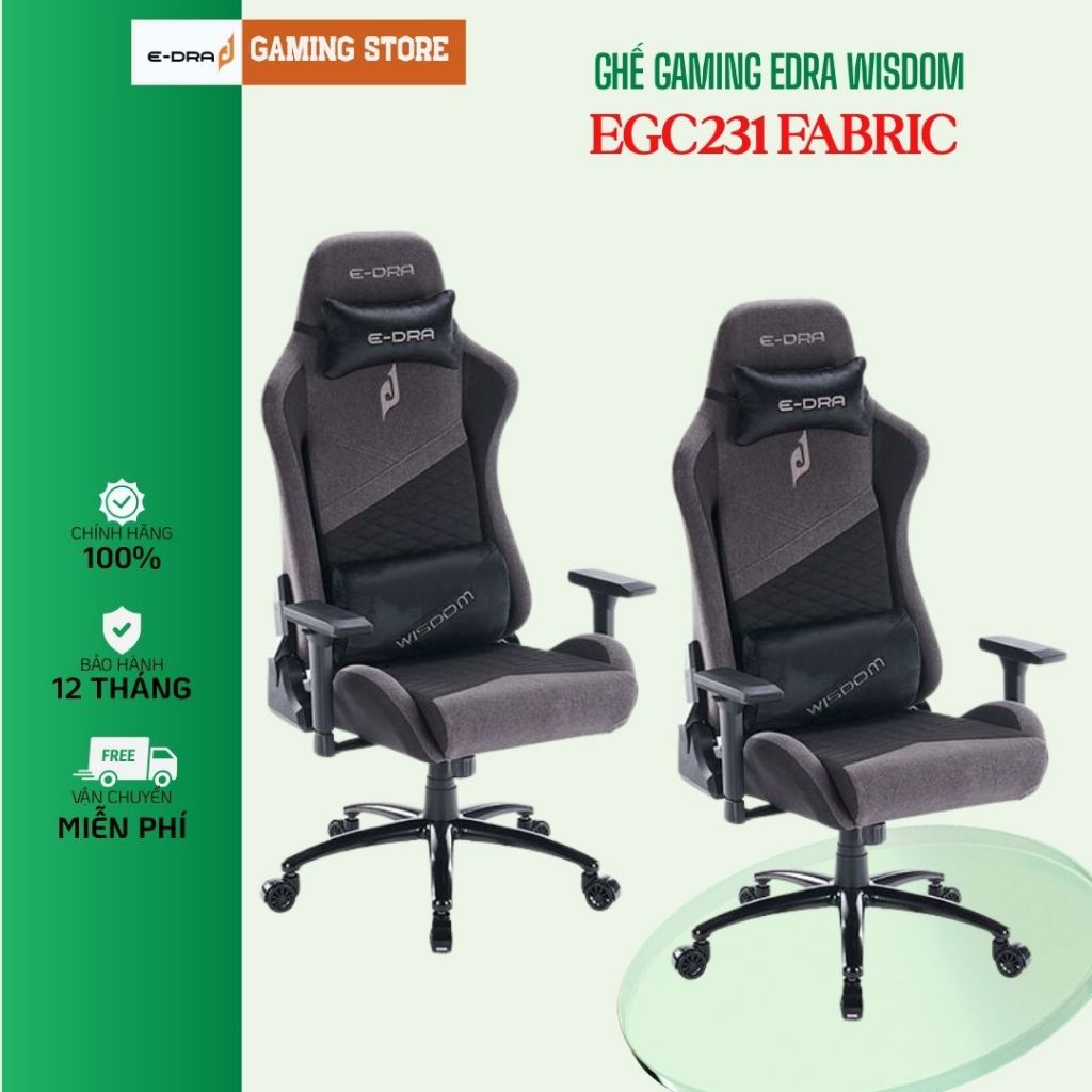 Ghế Gaming WISDOME-DRA EGC231 Fabric Kê tay 3D, Tải Trọng 150Kg - Bảo Hành Chính Hãng 12 Tháng
