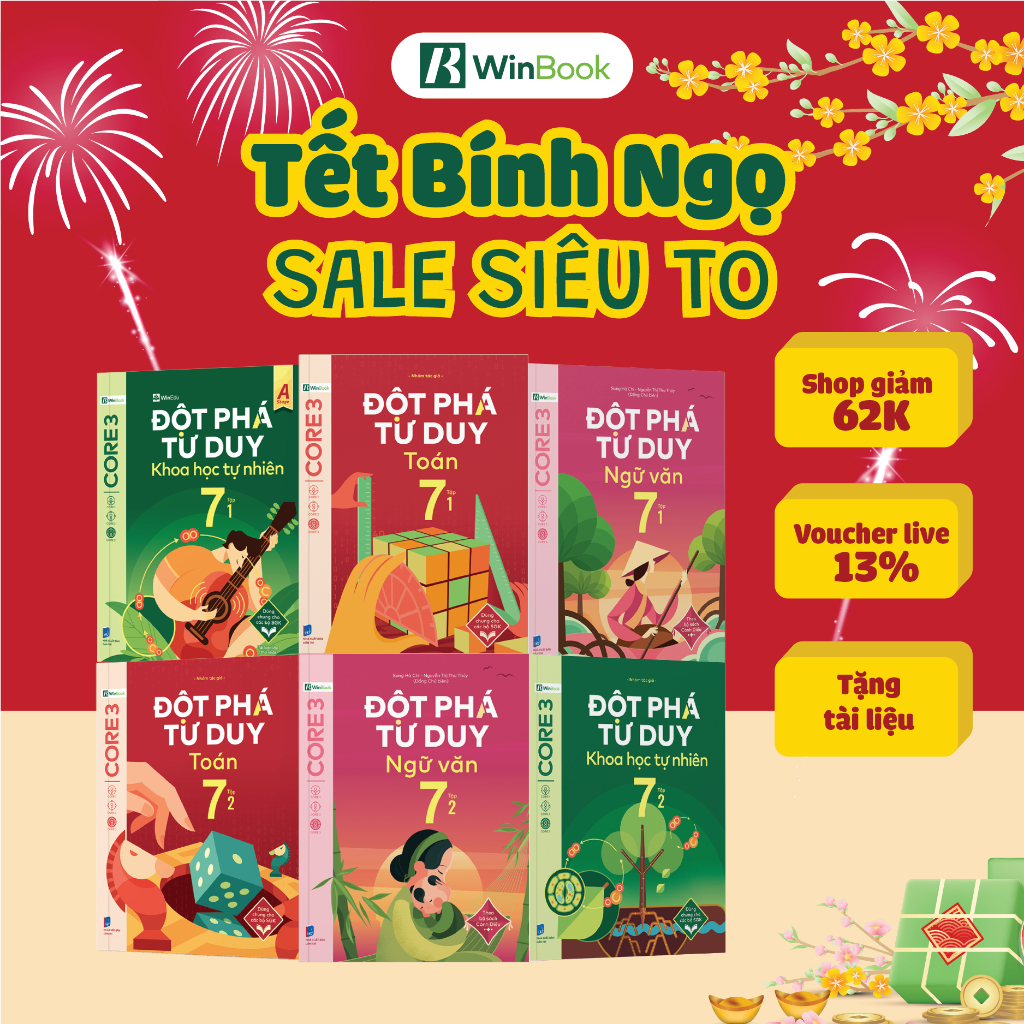 [COMBO TOÁN-VĂN-KHTN] Bộ 6 cuốn Đột phá tư duy lớp 7 môn Toán Văn và KHTN - Giúp con tự học
