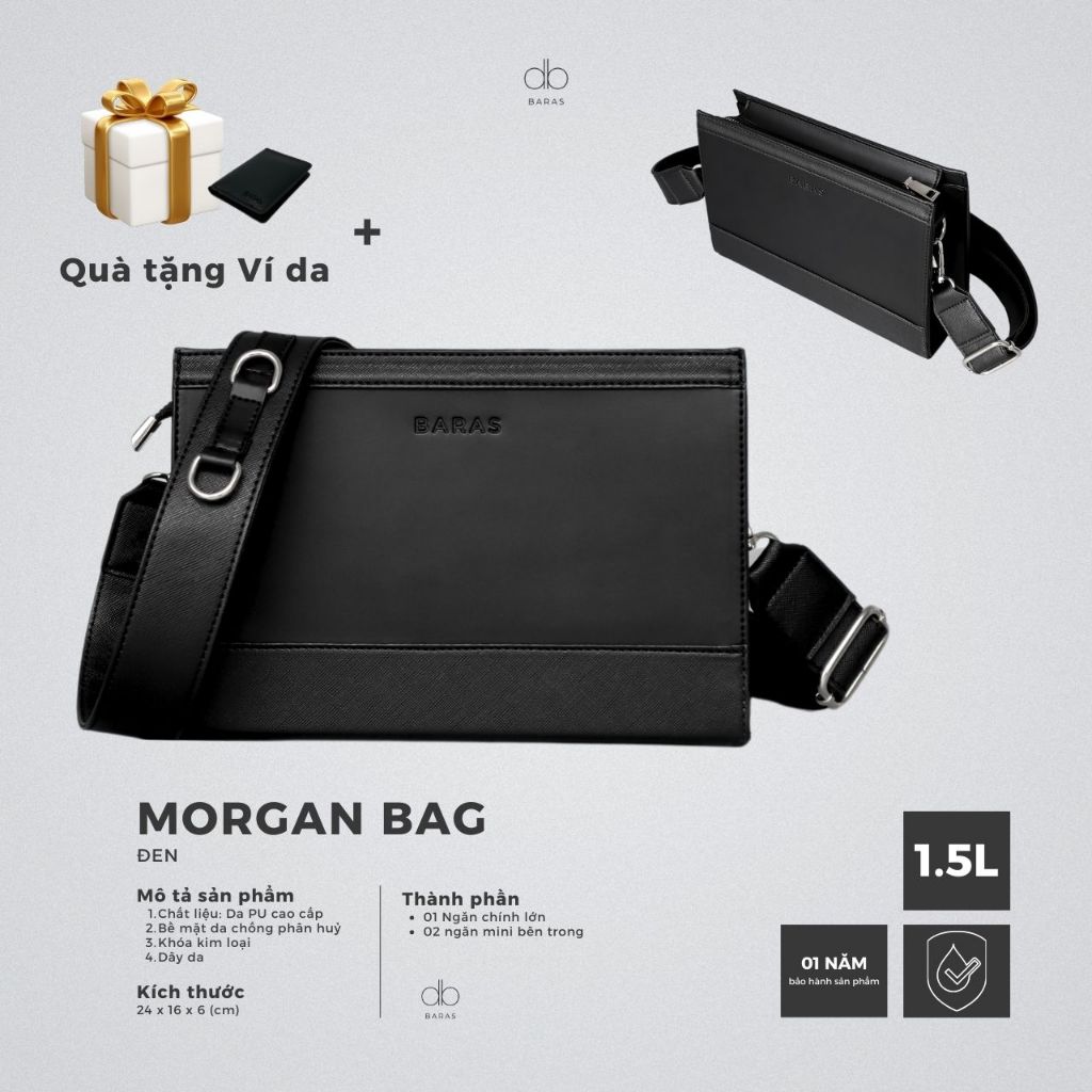 Túi đeo chéo hộp MORGAN BAG - BARAS VIETNAM - Túi đeo chéo thời trang nam