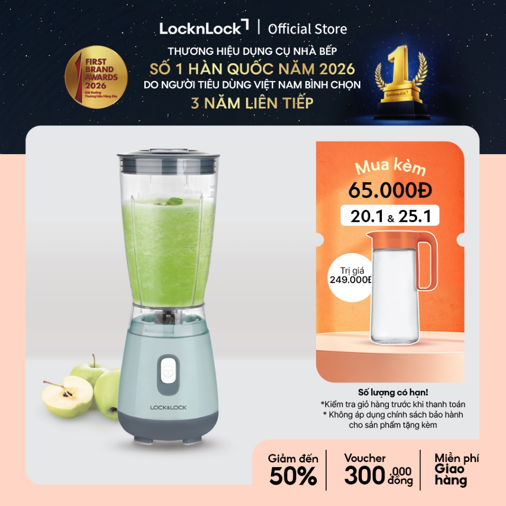 Máy Xay Sinh Tố Cá Nhân Lock & Lock 600ml - Màu mint EJM436MIT
