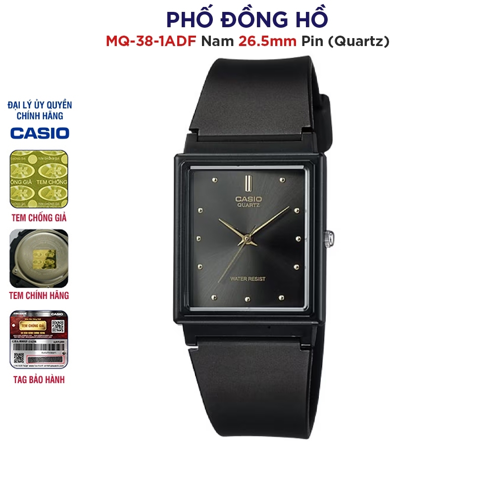 Đồng hồ nam dây nhựa Casio chính hãng Anh Khuê MQ-38-1ADF