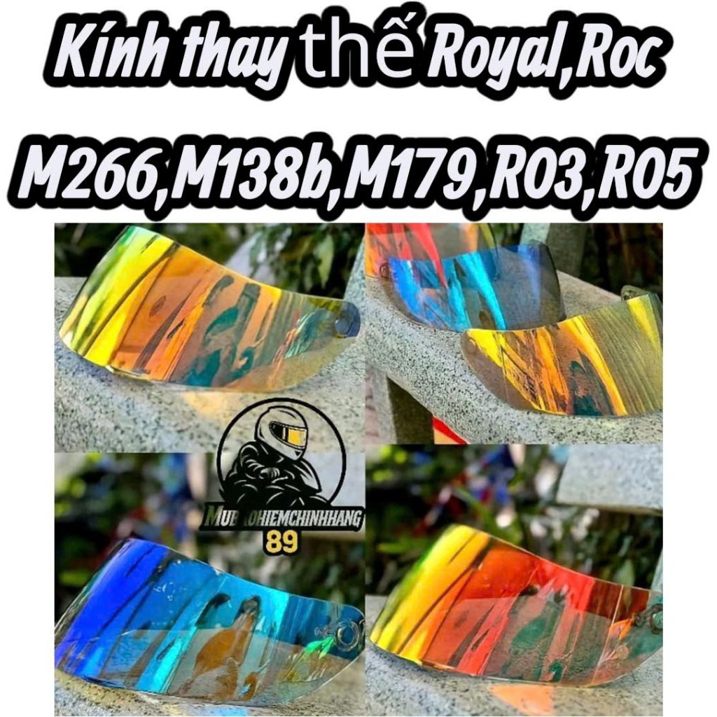 Kính thay thế mũ full face Royal M266,M138b,M179,Roc 03,Roc 05, chất lượng tốt, dễ dàng thay thế Hel
