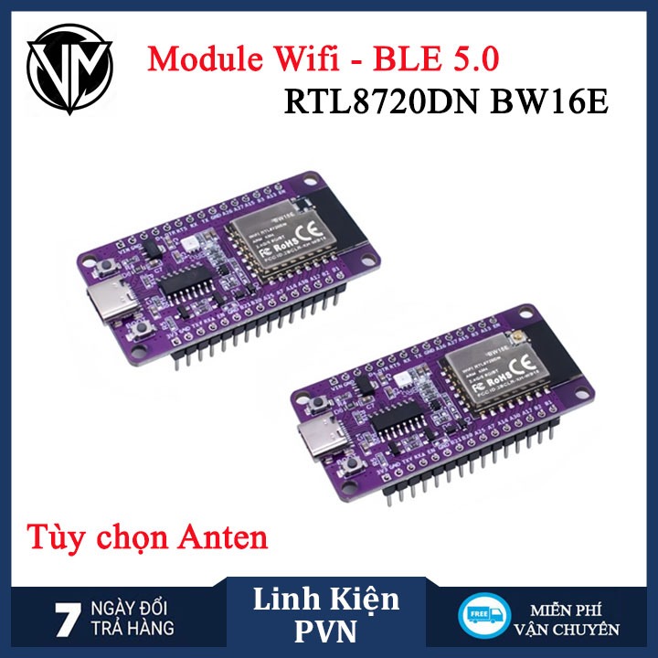 Module Wifi băng tần 2.4Ghz- Bluetooth 5.0 SoC RTL8720DN BW16E Kit