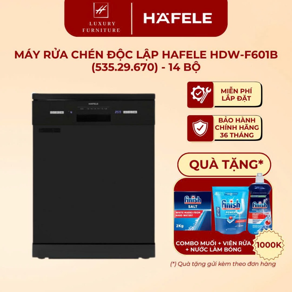 [Miễn phí lắp đặt] Máy rửa chén Hafele HDW-F601B (535.29.670) - Bảo hành 3 năm