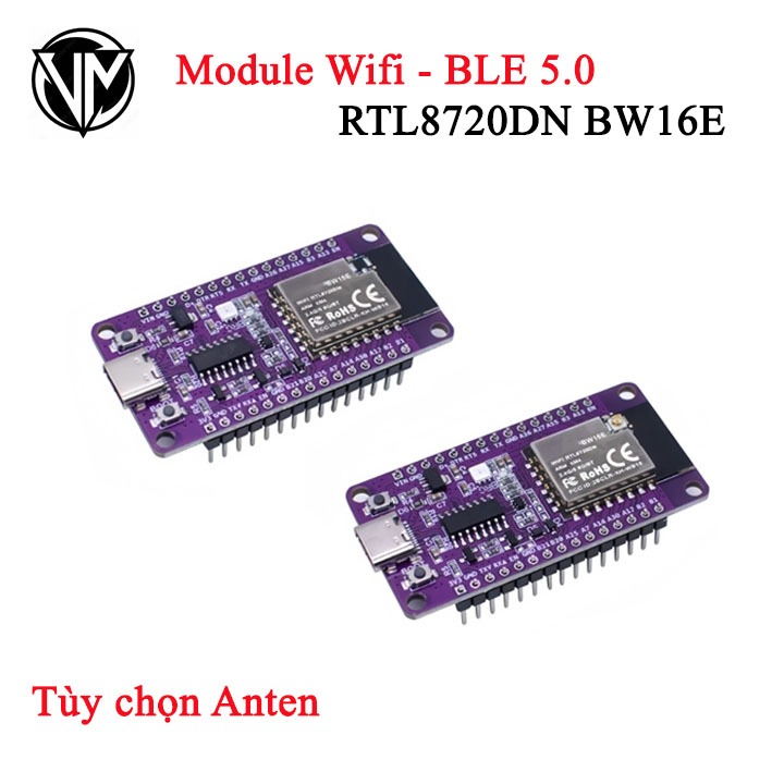 Module Wifi băng tần 2.4Ghz- Bluetooth 5.0 SoC RTL8720DN BW16E Kit