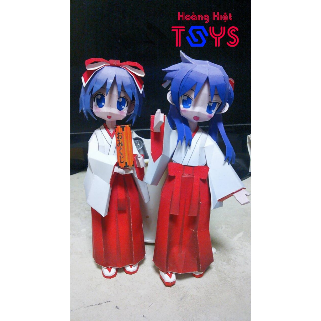 Mô hình giấy anime girl Kagami Hiiragi & Tsukasa Hiiragi Miko ver. [Lucky☆Star]