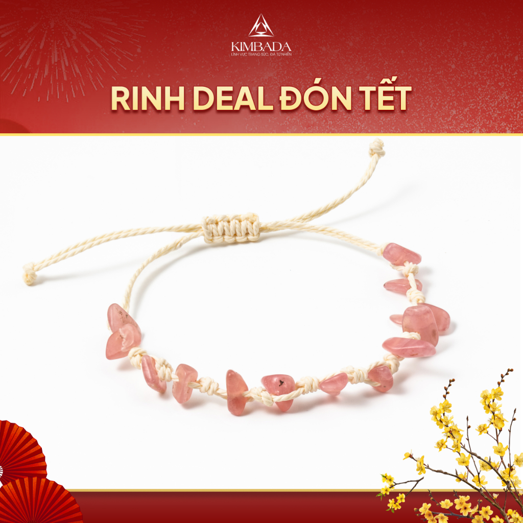 Vòng tay nữ handmade đá thạch anh tự nhiên Kimbada phụ kiện thời trang cao cấp thu hút may mắn