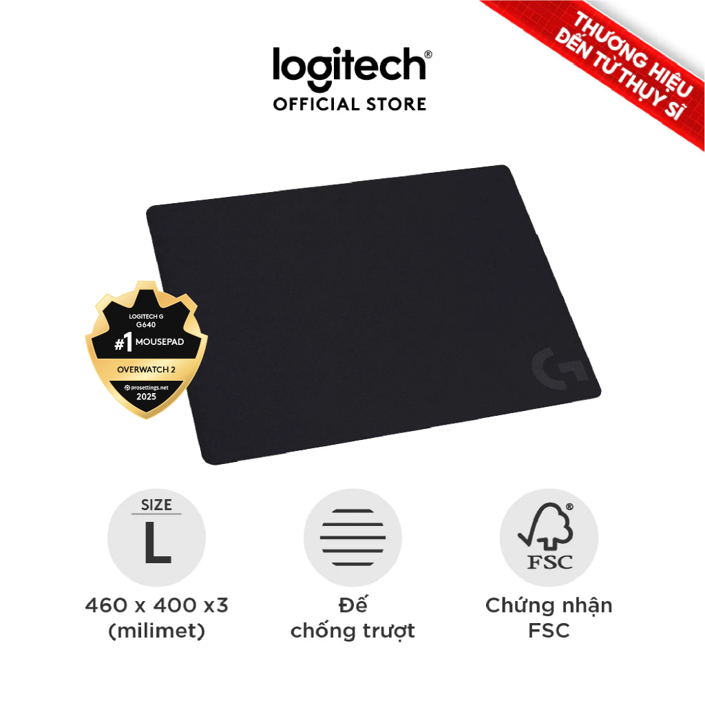 Bàn di chuột chơi gaming Logitech G640 - Bề mặt vải, ma sát tốt, chống trượt