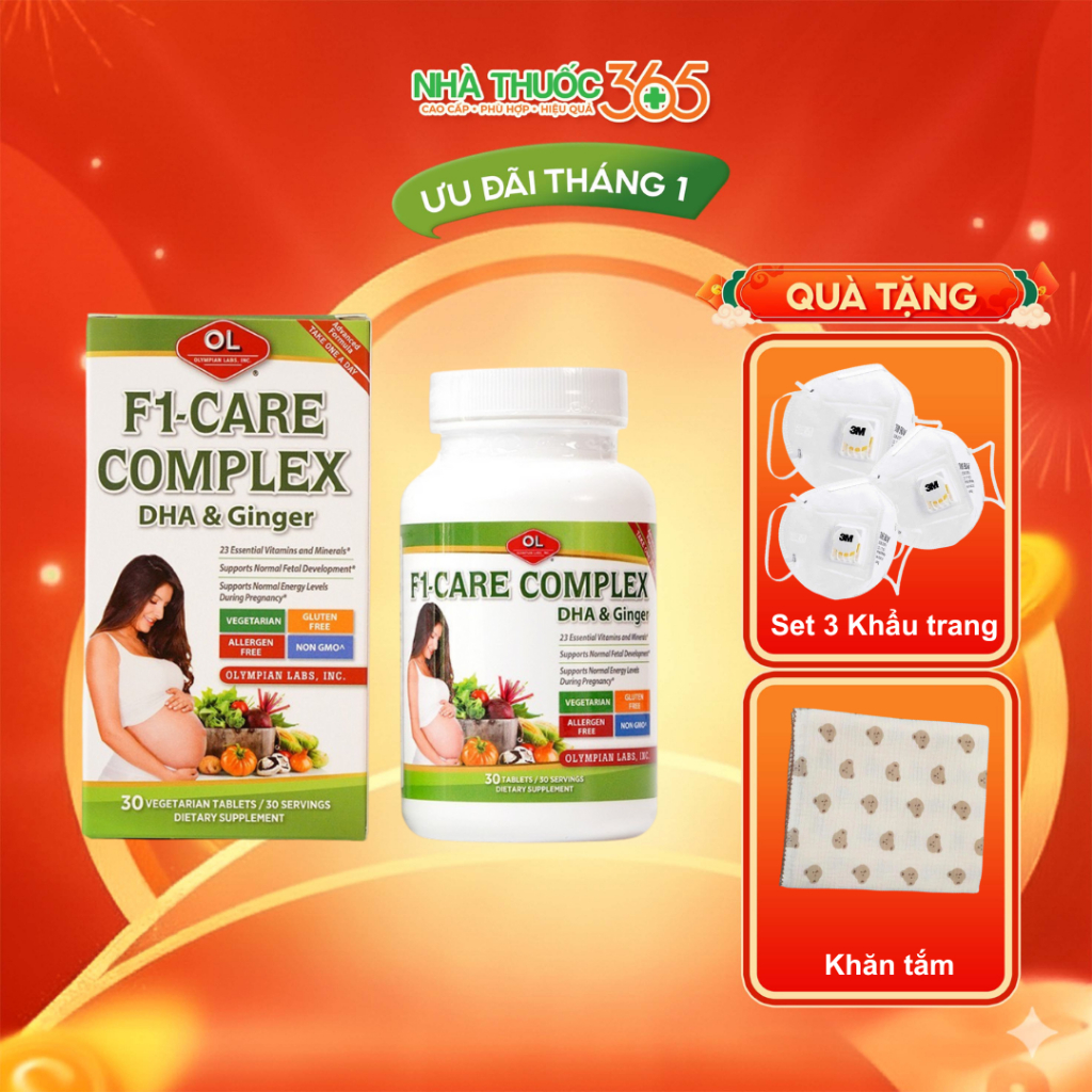 Viên Uống Cho Bà Bầu Olympian labs F1- Care Complex Bổ Sung Vitamin Tổng Hợp 30 Viên