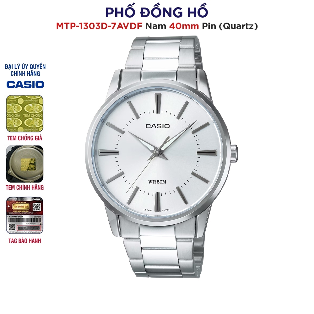 Đồng hồ nam dây kim loại Casio Anh Khuê chính hãng MTP-1303D-7AVDF