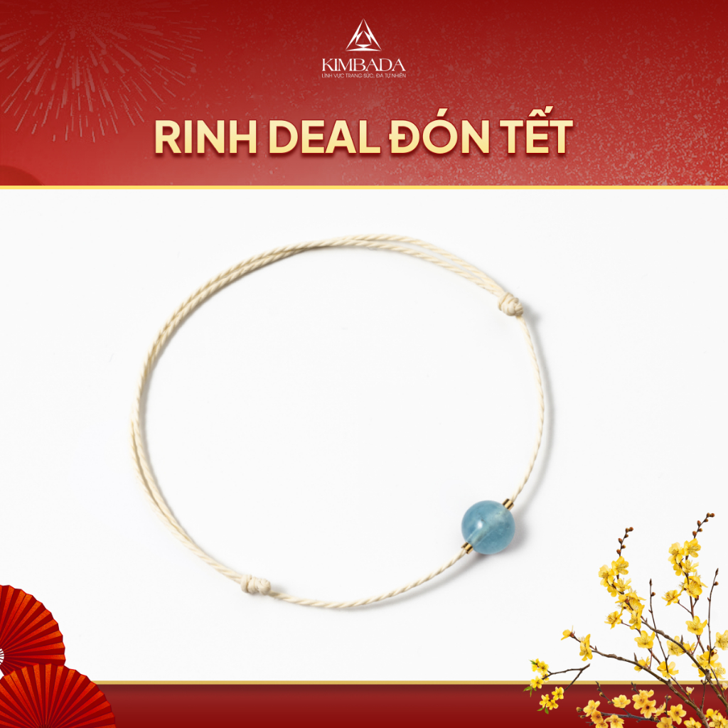 Vòng tay mix 1 viên đá thạch anh tự nhiên Kimbada, lắc tay handmade phong thuỷ gia tăng may mắn