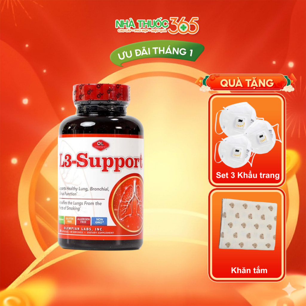 Viên Uống Hỗ Trợ Chức Năng Phổi, Phế Quản Và Xoang Olympian labs L3 Support 30 Viên