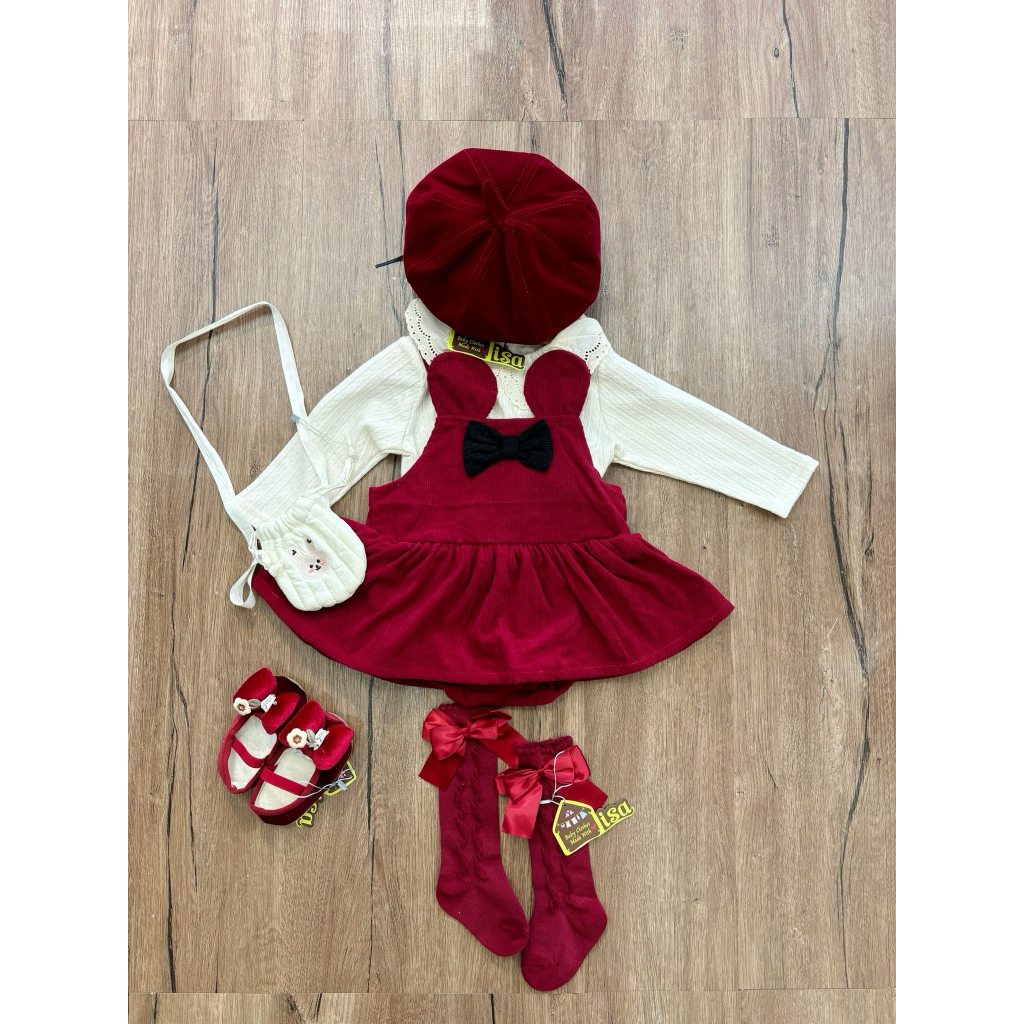 Ảnh Thật-Hàng QC-Đồ tết bé gái công chúa 2026, áo cổ bèo tay dài bé gái , đầm yếm body công chúa sắc