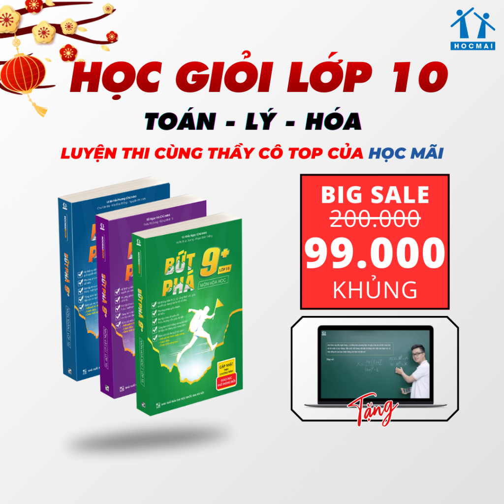 Sách Bứt Phá 9+ Lớp 10 môn Toán, Lí, Hóa, Anh - 2k10 học giỏi Chương trình mới - HOCMAI