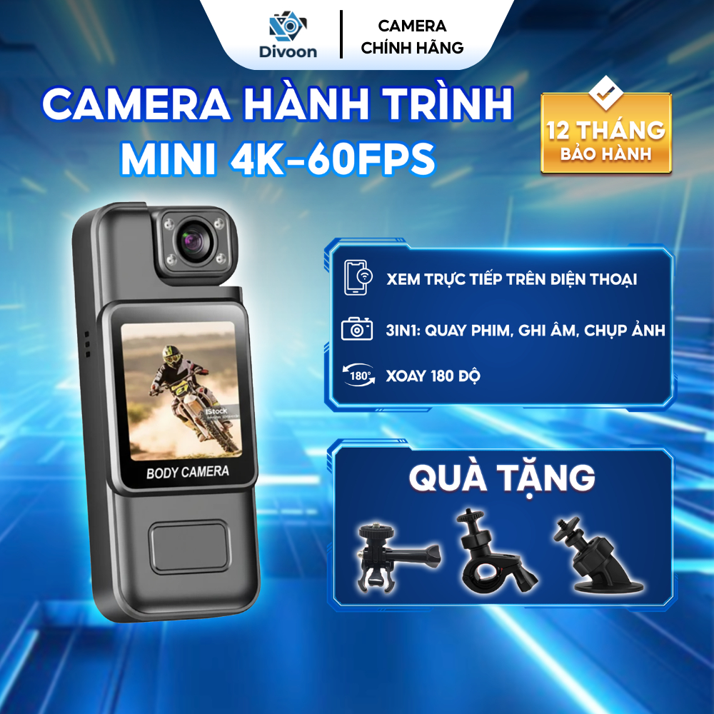 Camera Hành Trình Ô Tô, Xe Máy Chống Rung, Camera Mini Sk9 Không Dây 4K-60FPS Pin Trâu 6 Giờ