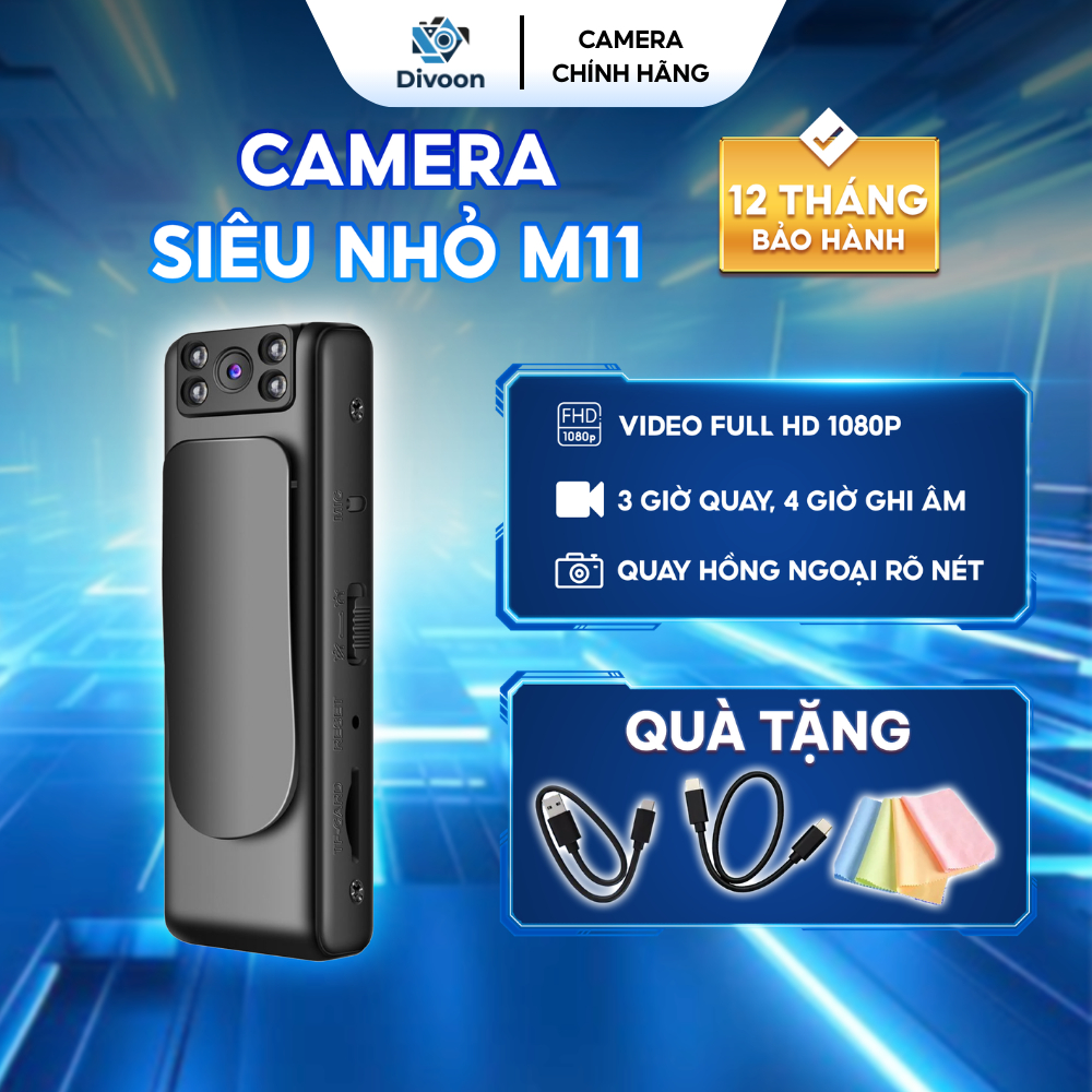 Camera Minii Không Dây 1080 FULL HD Quay Trộm Không Đỏ Mắt Cam Kết Hợp Ghi Âm, Pin Trâu 4 Giờ