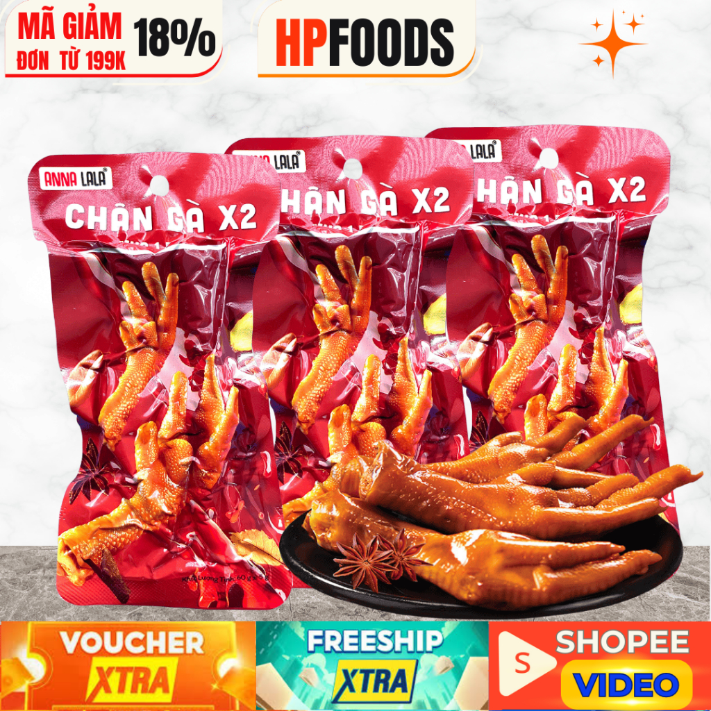 Combo 5 cái Chân gà cay X2 Anna Lala Chân đôi 60g-đồ ăn vặt chân gà cay ủ vị Anna Lala Chân đôi X2