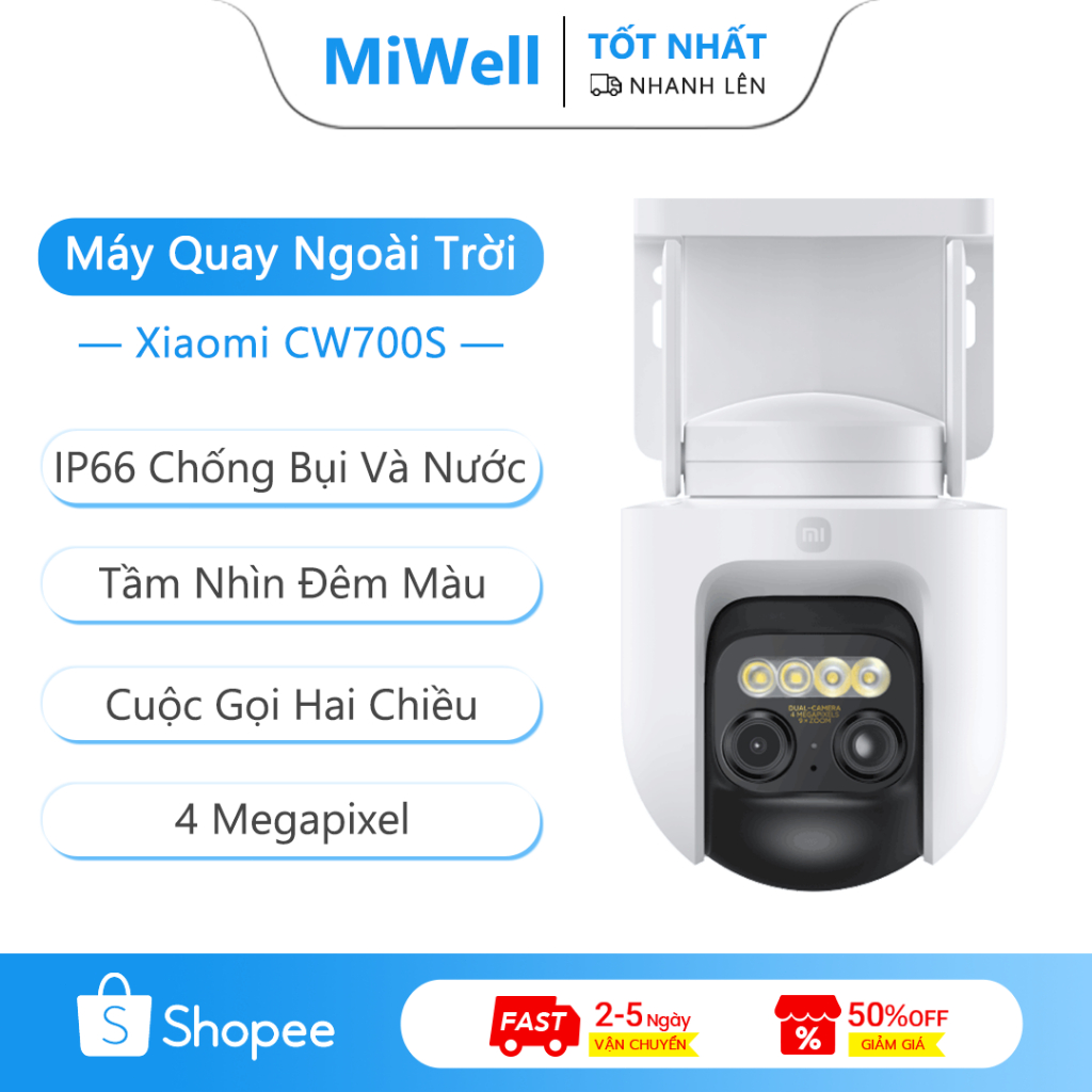 Xiaomi Camera ngoài trời CW700S, Camera Zoom 9X, Double 4 triệu pixel, Tầm nhìn ban đêm đầy màu sắc