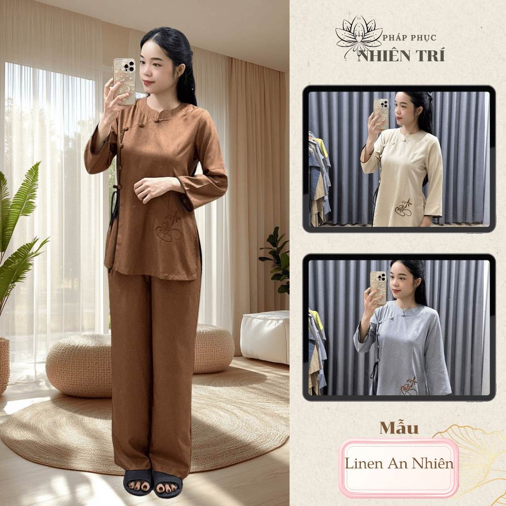 (Linen Cao cấp) Pháp phục Nhiên Trí -#Đồ lam đi chùa mẫu linen An Nhiên cao cấp #đồ nữ #women #Áo nữ