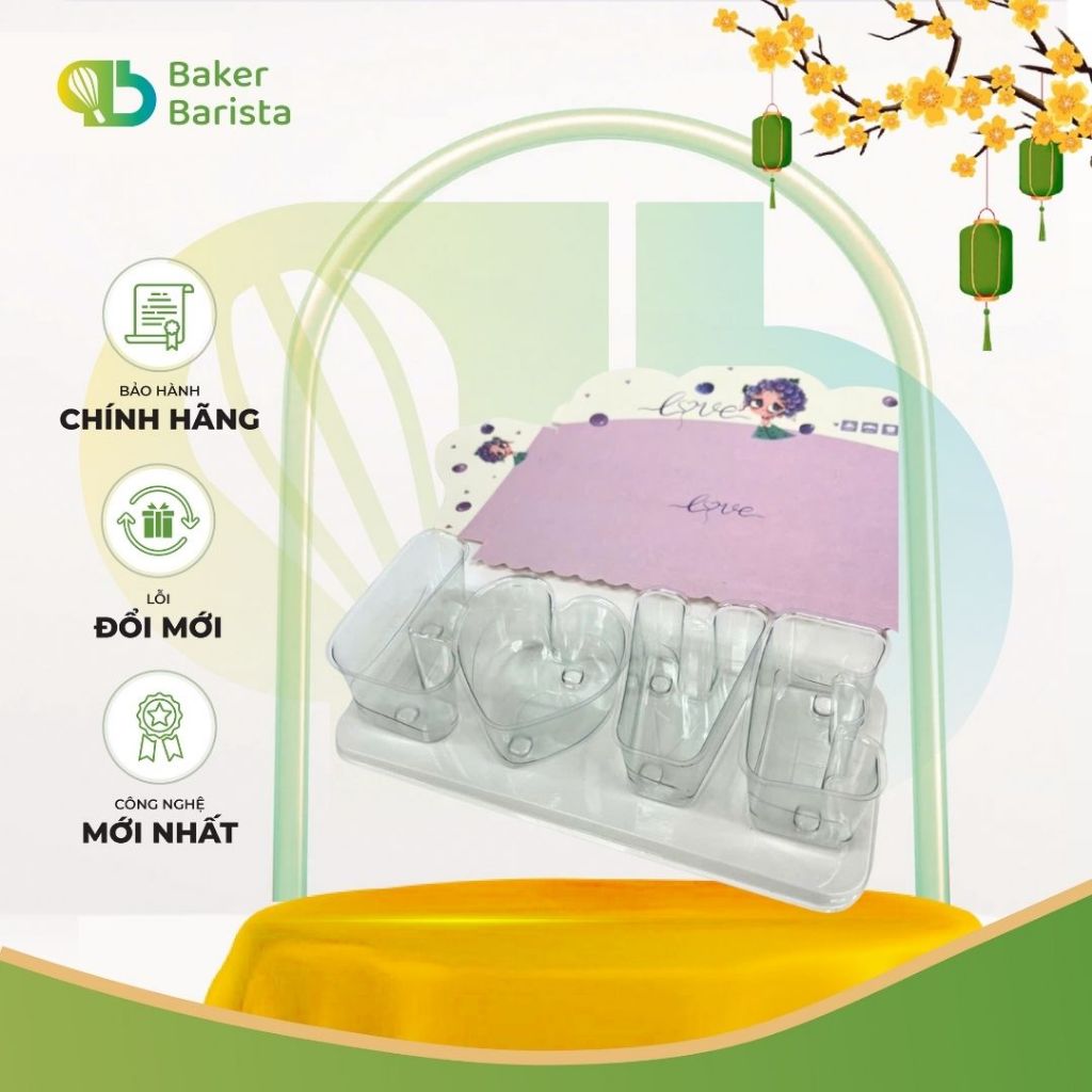 Set hộp chữ LOVE, Í S2 U mica đựng bánh mousse, bánh gato, bánh flan