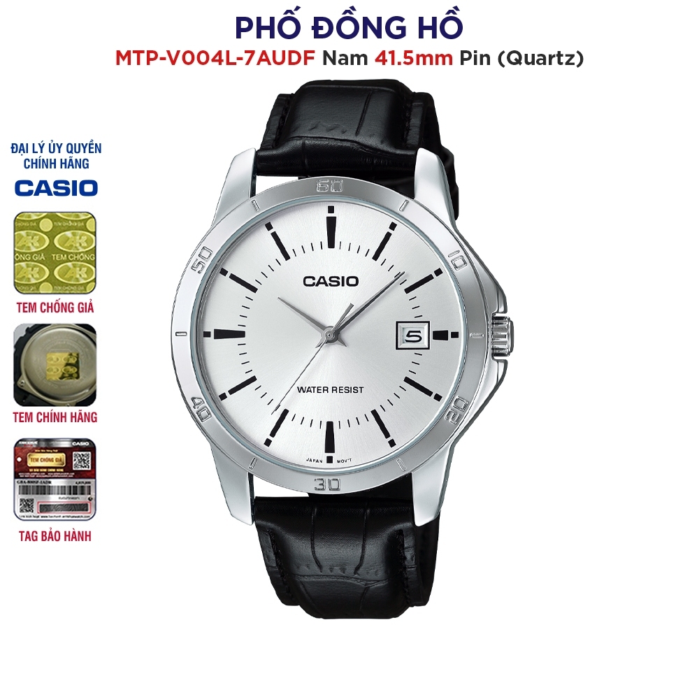 Đồng hồ nam dây da Casio Anh Khuê chính hãng MTP-V004L-7AUDF