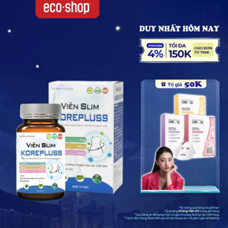 Viên Uống Giảm Cân Slim KorePlus Hộp 30 Viên Hỗ Trợ Giảm Cân Detox Thanh Lọc Cơ Thể, Hỗ Trợ Tiêu Hóa