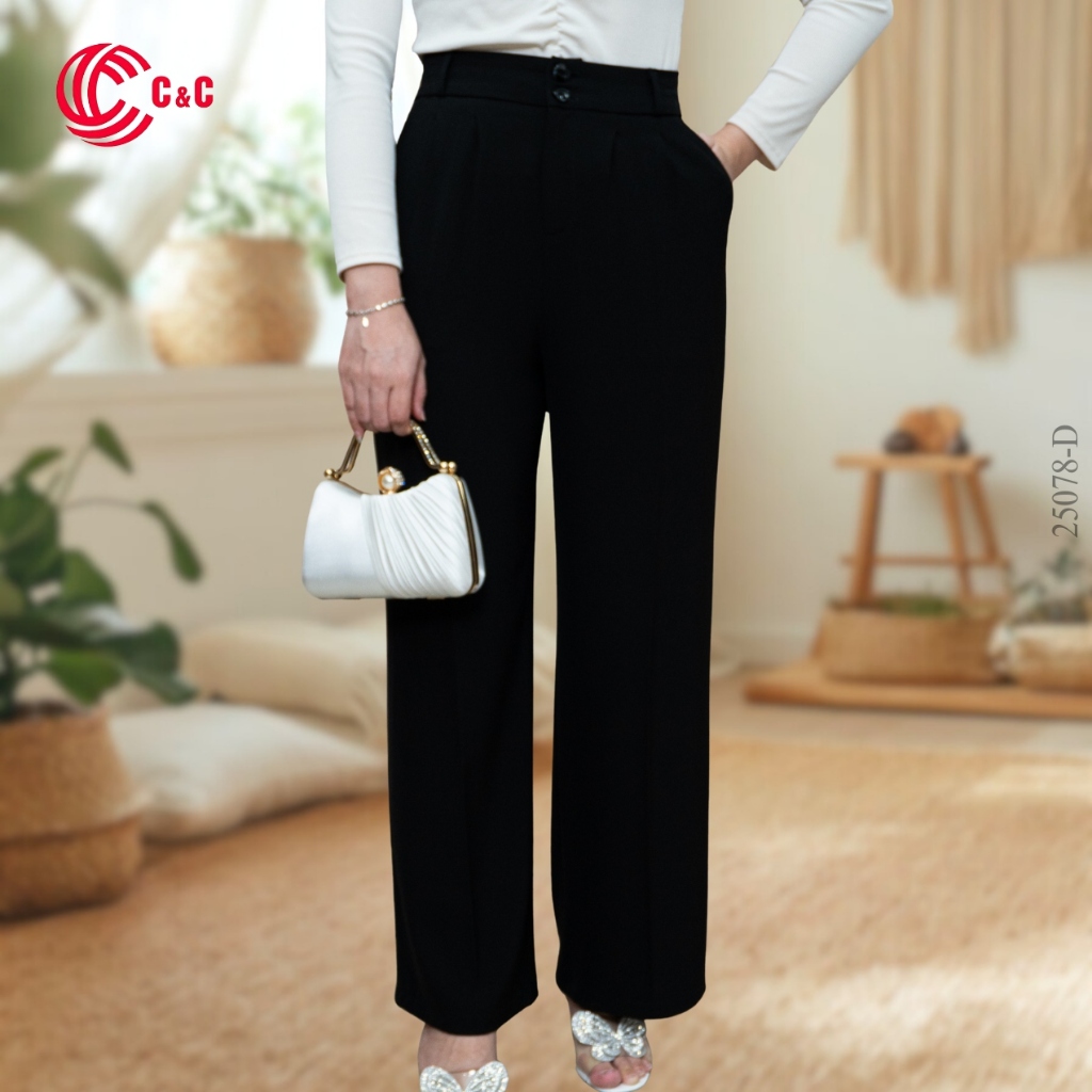 Mã QD25078 - Quần Tây Dáng Suôn Xếp Ly - Vải CROLAN Có Khóa Kéo