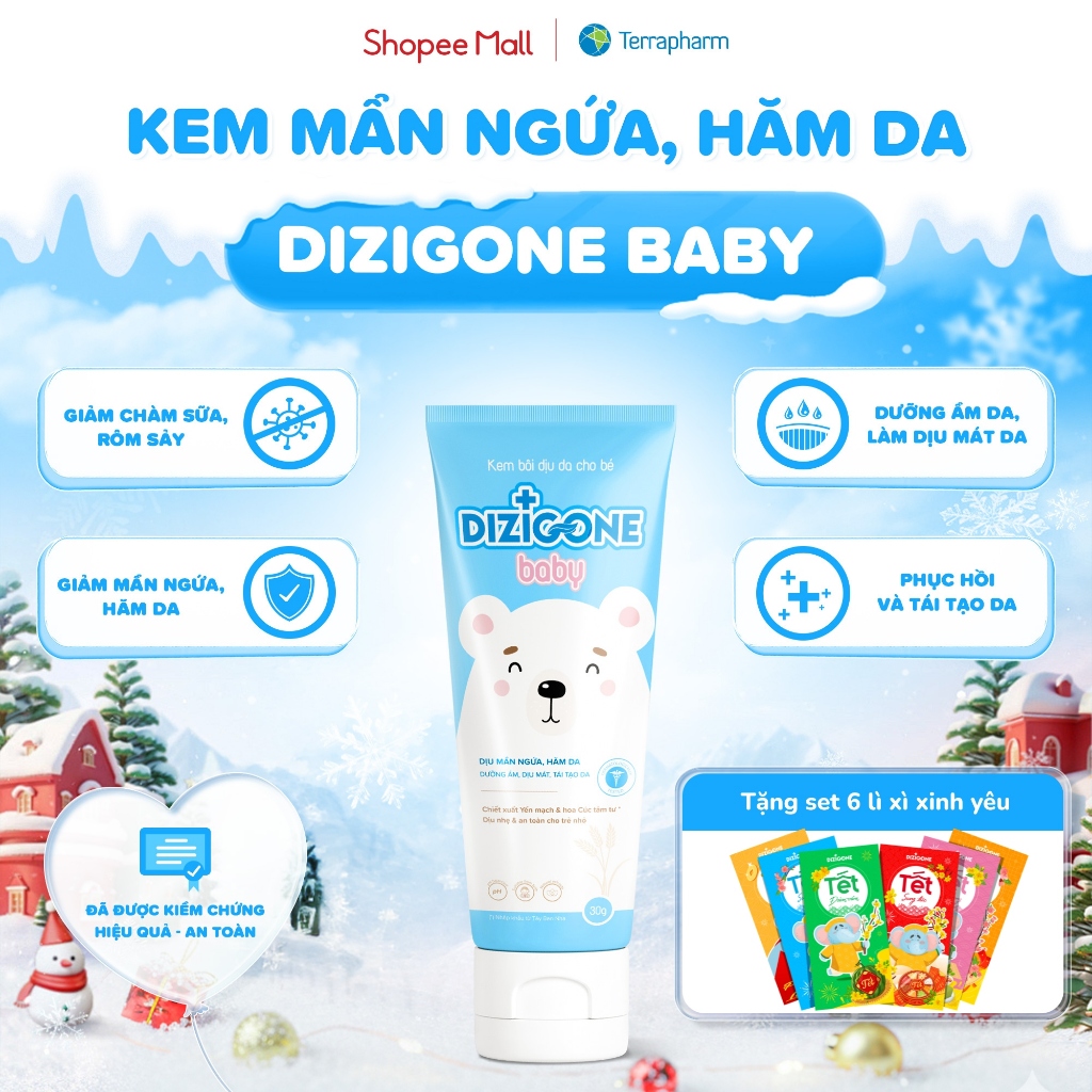 Kem hăm chàm Dizigone Baby - Dịu mẩn ngứa, ngừa hăm da, bảo vệ và phục hồi da bé - Tuýp 30g