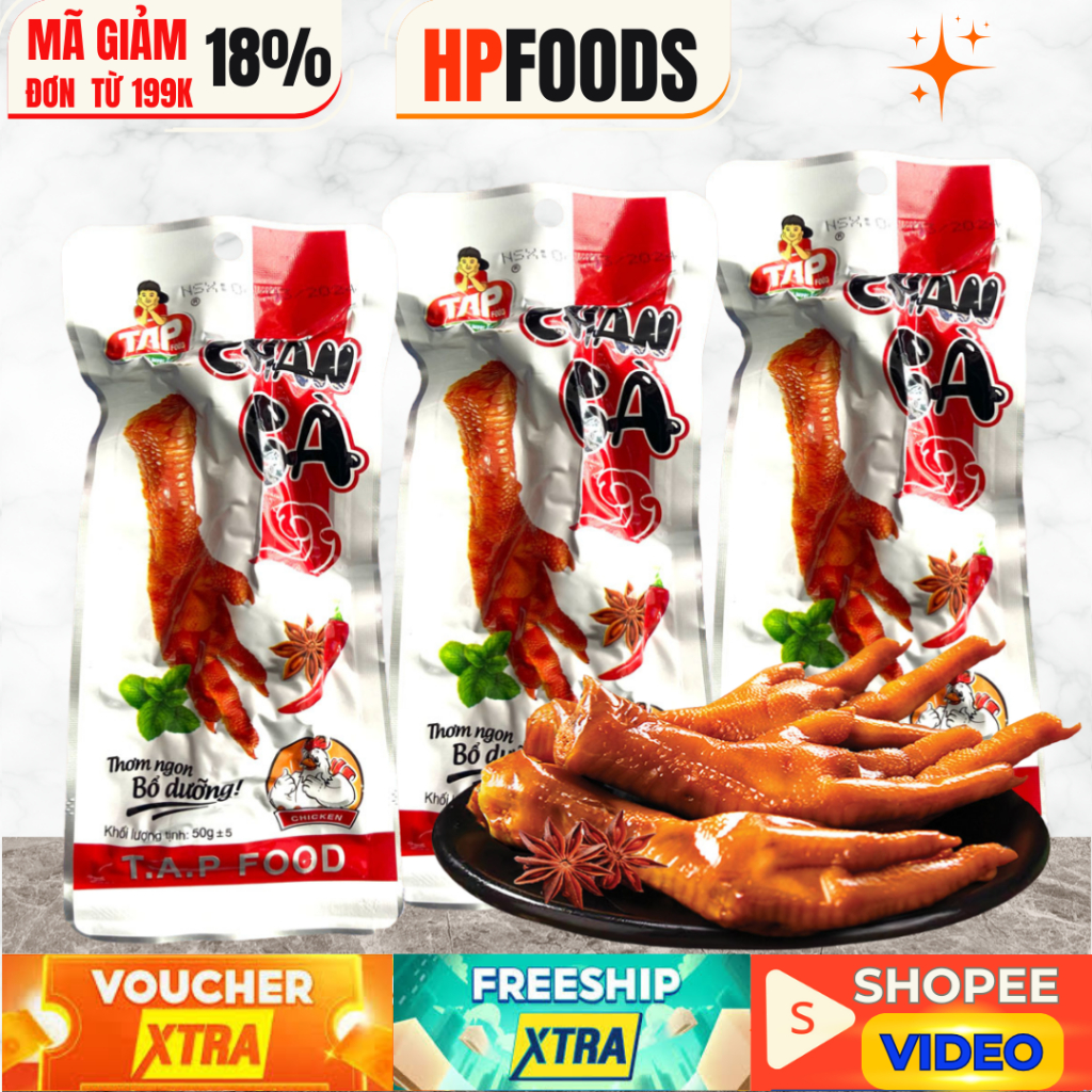 Combo 10 cái chân gà cay Tapfood-Đồ ăn vặt chân gà cay tứ xuyên tương thơm ủ vị ăn liền