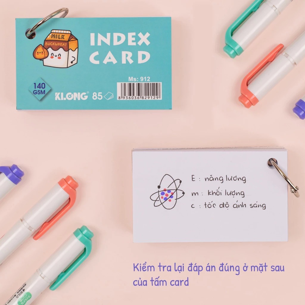 [Top Value] Tập thẻ Index Card A7 học ngoại ngữ giấy dày KLong MS912