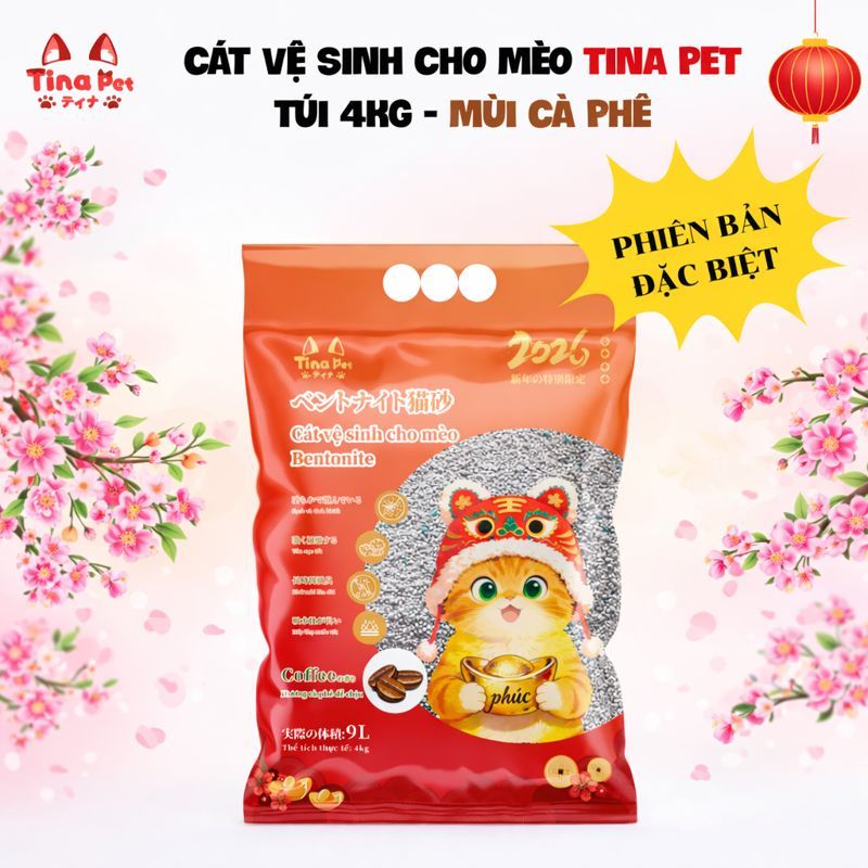 Cát vệ sinh, cát đất sét cao cấp cho mèo ít bụi TINA PET | NHIỀU MÙI | 2kg - 4kg/ túi