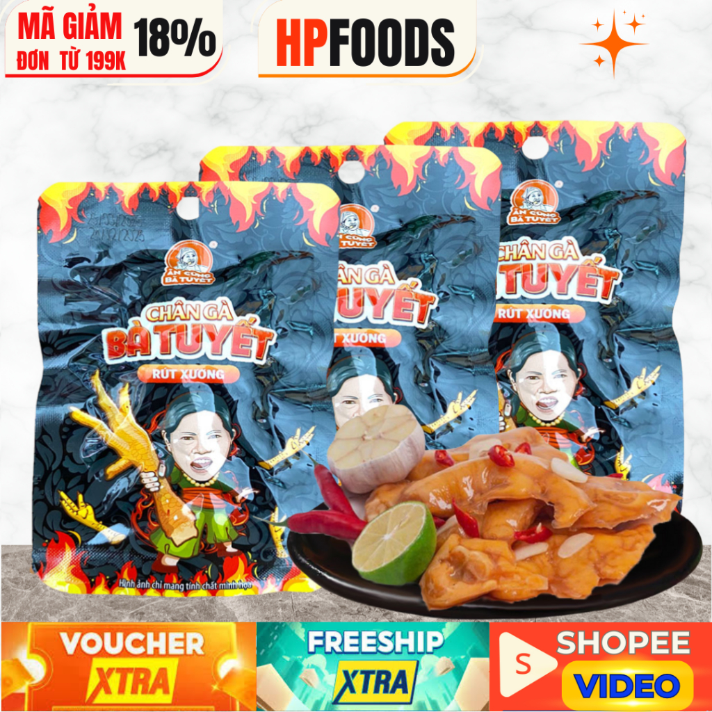 Combo 10 cái chân gà rút xương Bà Tuyết-đồ ăn vặt chân gà rút xương Bà Tuyết Anna lala Heyyo Làng An