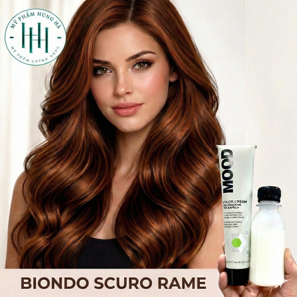 Nhuộm Tóc Mood số 6.4 - Màu Biondo Scuro Rame - Nâu Ánh Đồng 100ML + Chai Oxy 100ML