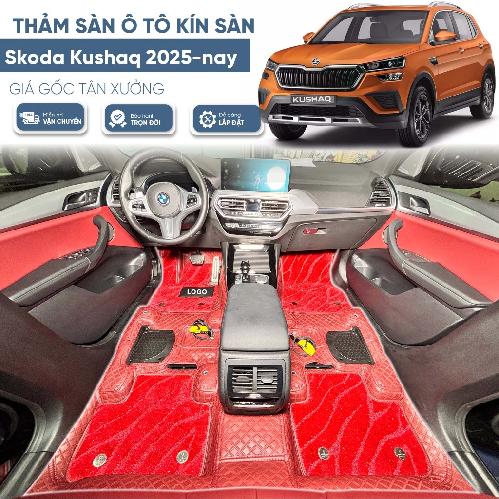 Thảm kín sàn 360 Skoda Kushaq 2025-nay  Kín sàn 100% - Chuẩn theo xe - BH trọn đời