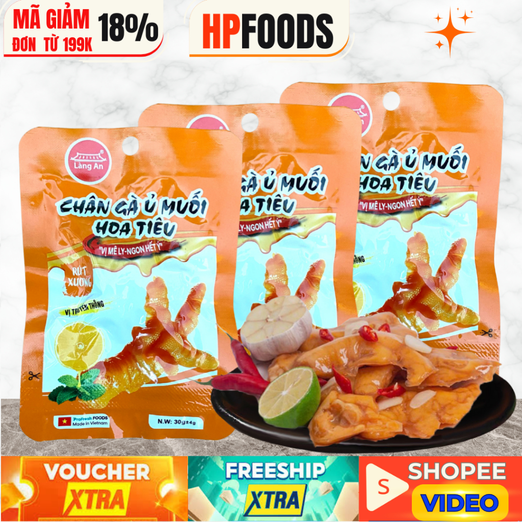 Combo 10 cái chân gà rút xương ủ muối Hoa Tiêu Làng An-Đồ ăn vặt chân gà ủ vị cay hoa tiêu tứ xuyên 