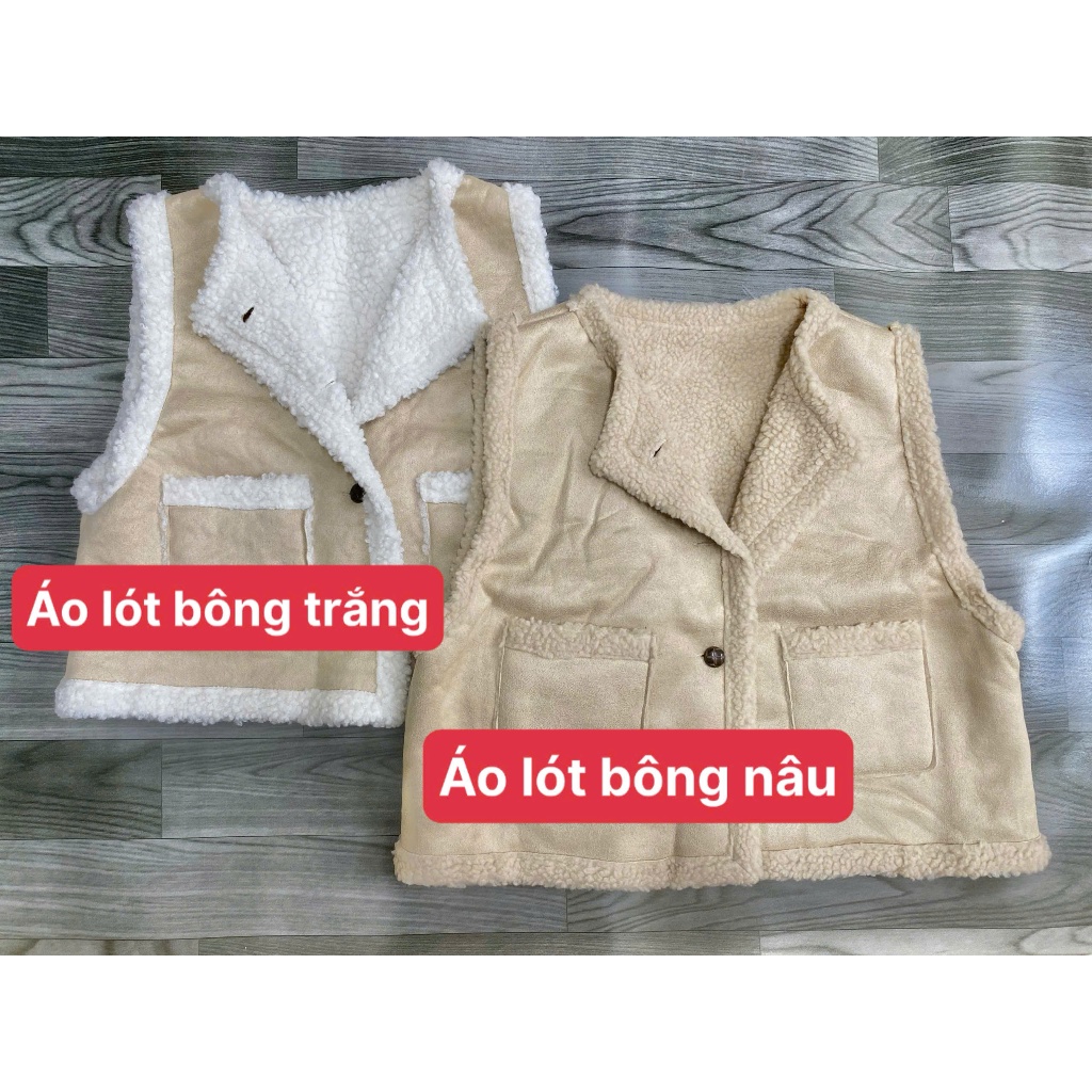 [SẴN] Áo khoác gile nữ Croptop form rộng, áo khoác ba lỗ da lộn màu nâu lót lông cừu túi hộp - 201 | BigBuy360 - bigbuy360.vn