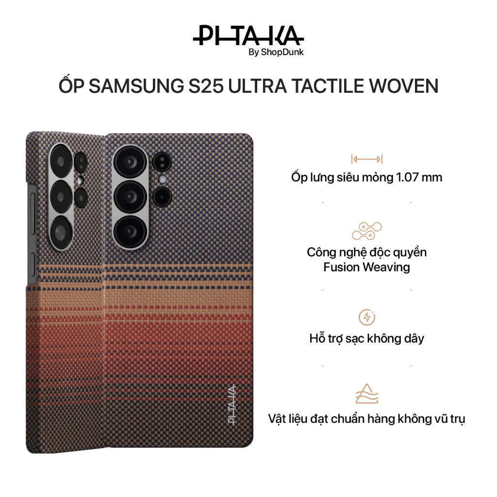 [Samsung S25 Ultra] Ốp lưng Pitaka Tactile Woven tích hợp NFC bảo vệ toàn diện thiết kế mỏng nhẹ
