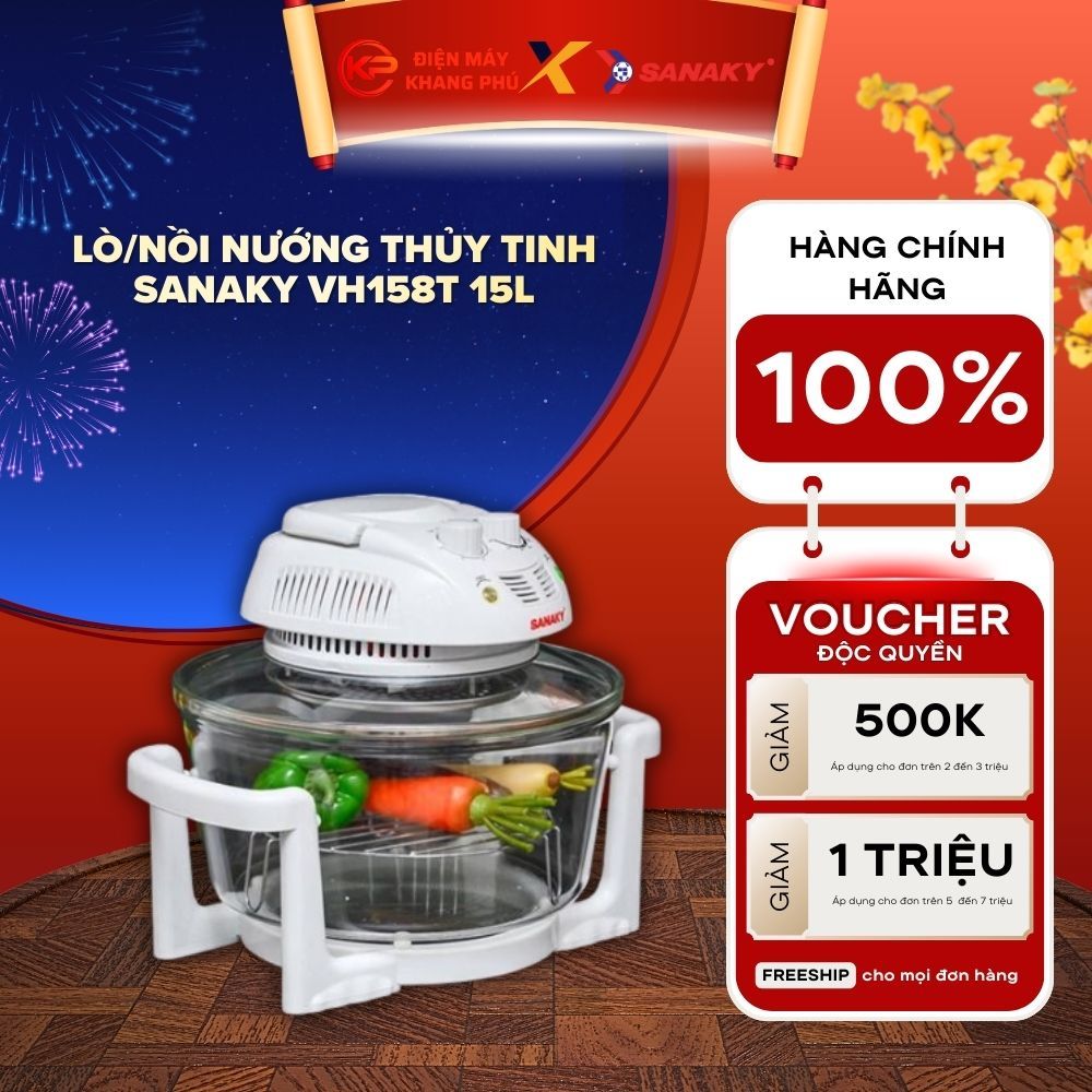 Lò nướng thủy tinh Sanaky 15L VH158T