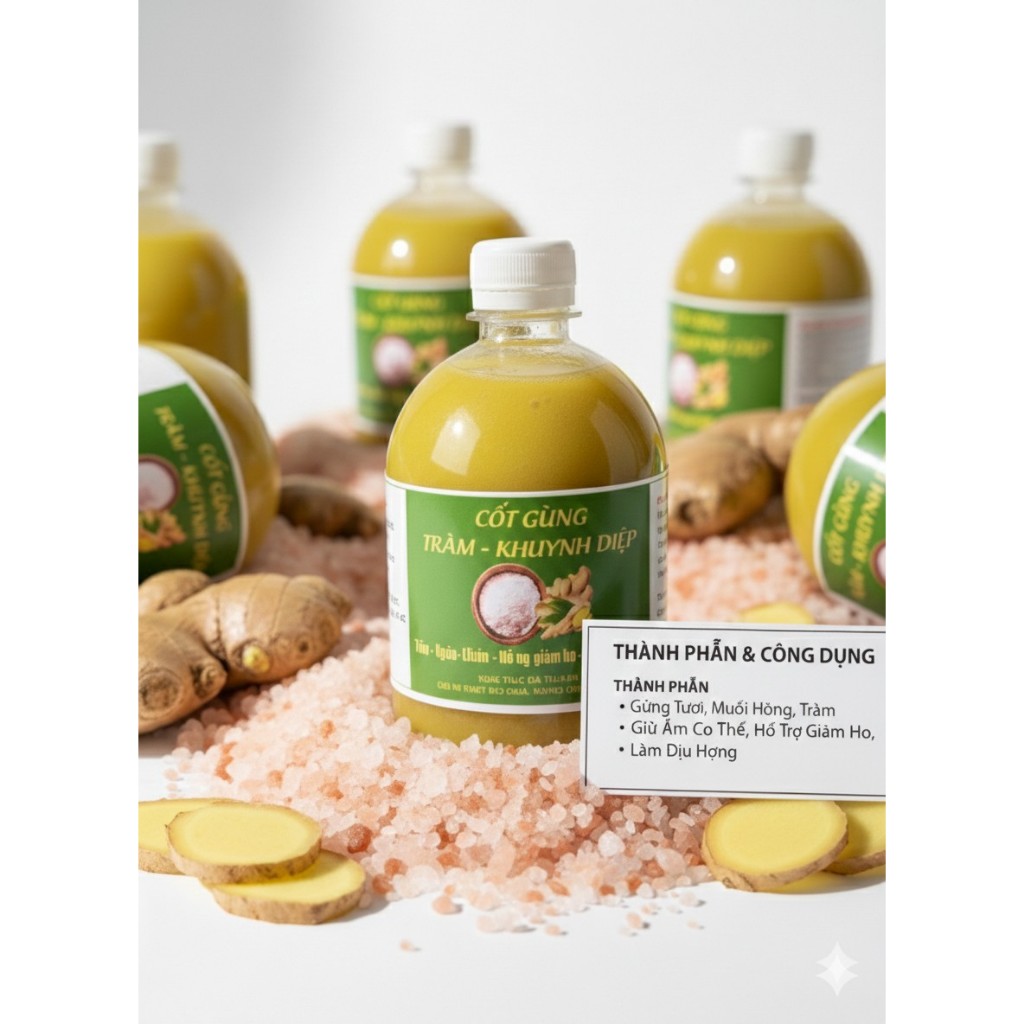 Nước cốt gừngTràm - Khuynh Diệp  (không bã)  Tắm Ngâm Chân Giữ ấm Cơ Thể 500ml