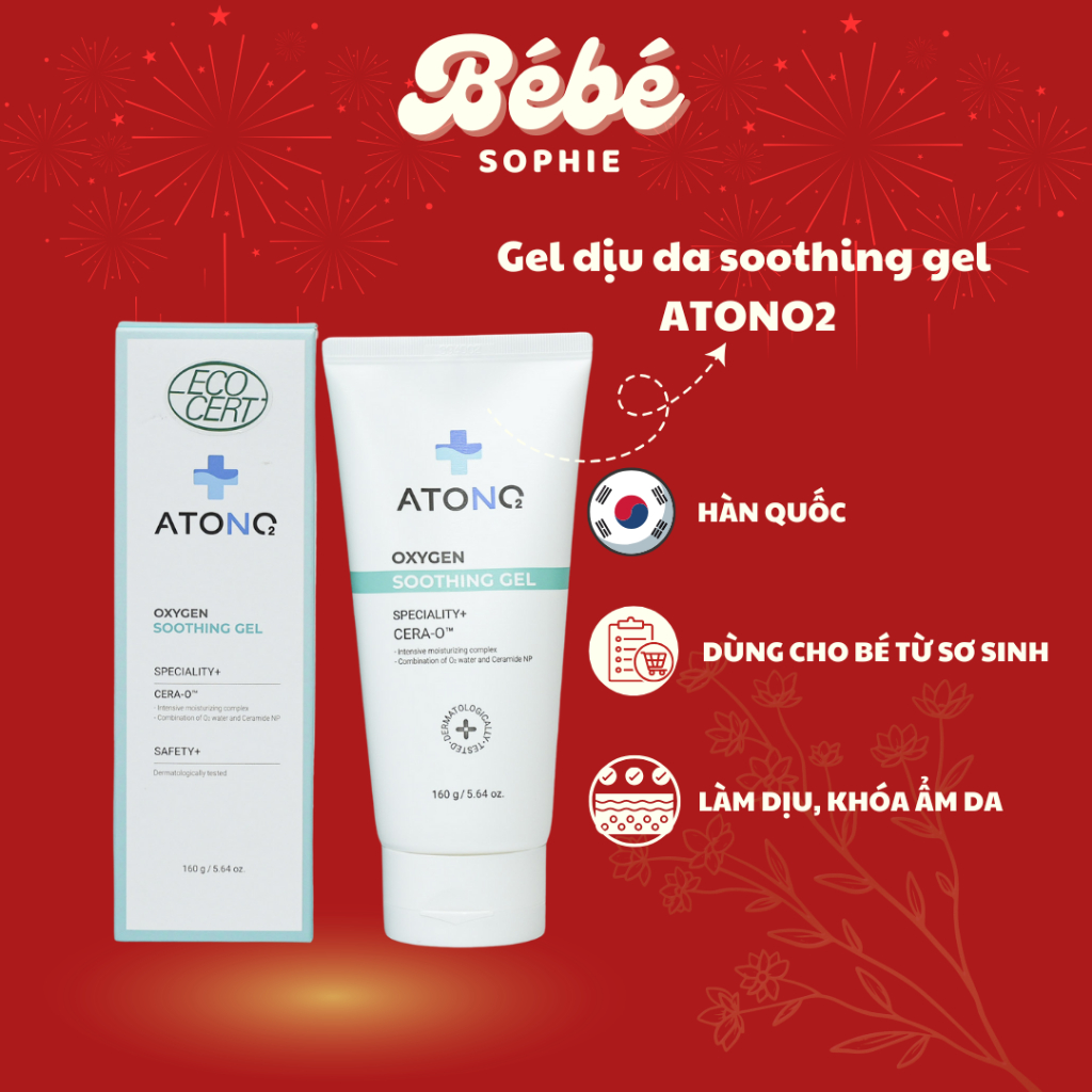 Gel dịu da hữu cơ soothing gel ATONO2 Hàn Quốc 160ml  | Bebe Sophie