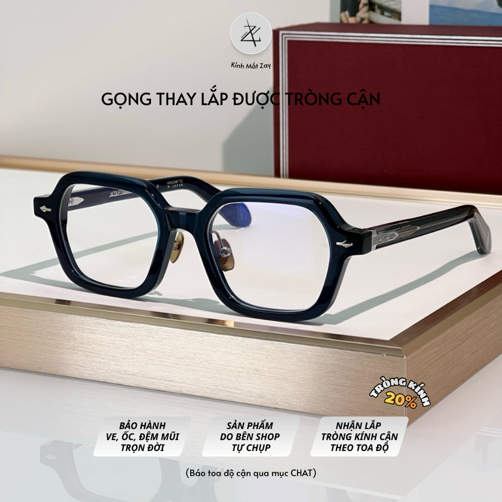 Gọng kính JMM Holden nhựa Acetate dáng đa giác cao cấp fullbox