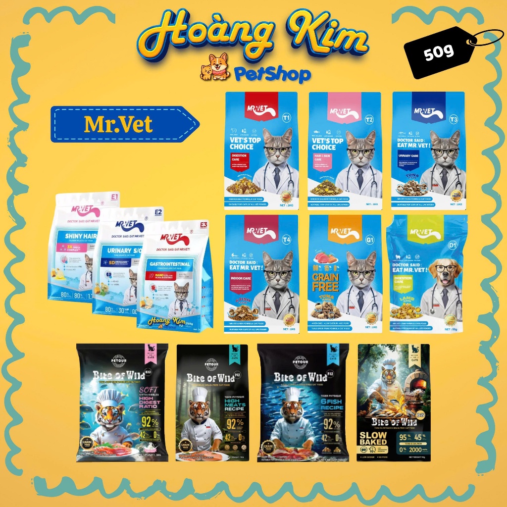 [50g] Hạt Cho Mèo MrVet/Mr.vet / Sample , túi tiện lợi , túi du lịch MRVET