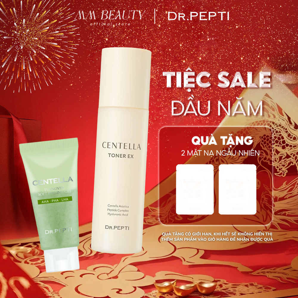 COMBO Nước hoa hồng Dr. Pepti Centella Toner EX 180ml + Gel Tẩy da chết Dr.Pepti Centella Turnover S