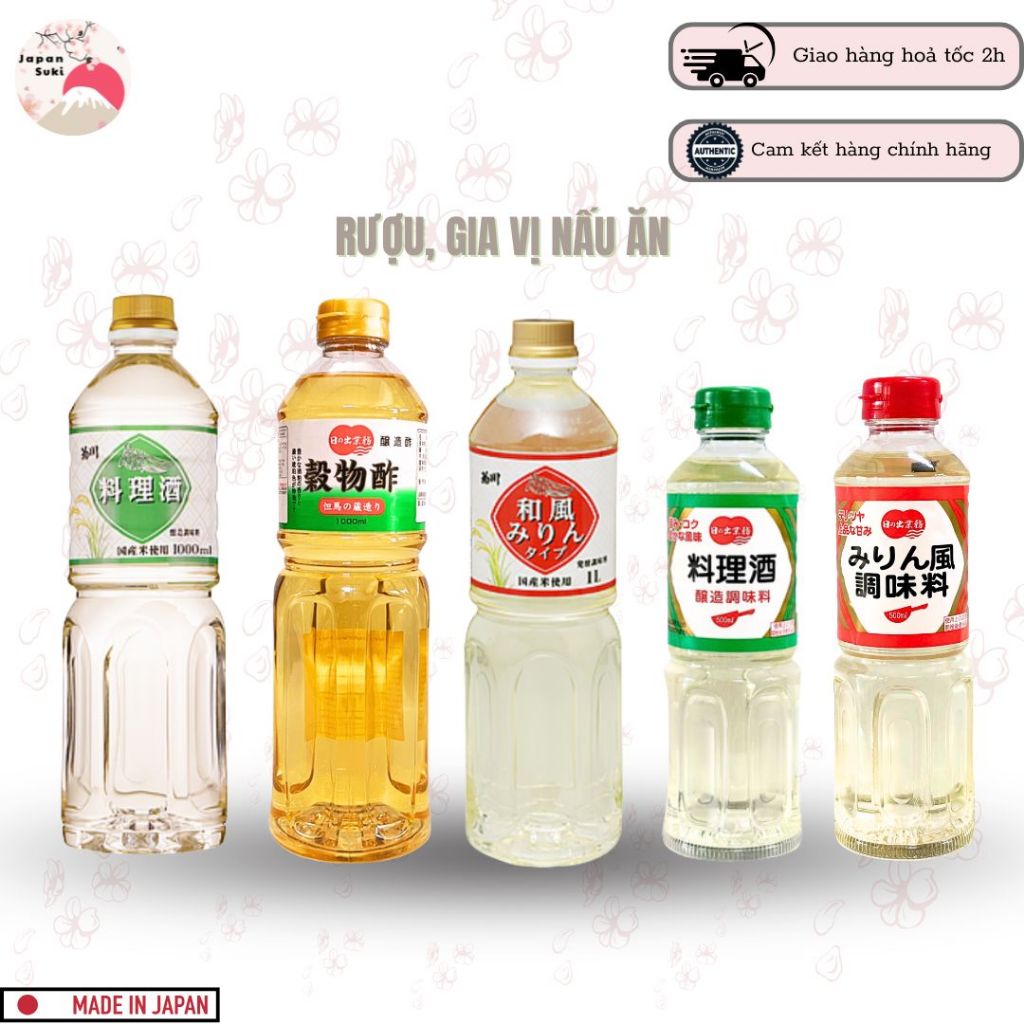 Gia vị, rượu nấu ăn Mirin Kikugawa Hinode 500ml 1Lít (Nhật Bản)