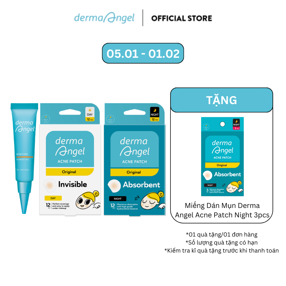 Combo Chăm Da Mụn Derma Angel Acne Gel + Derma Angel Day & Night 12