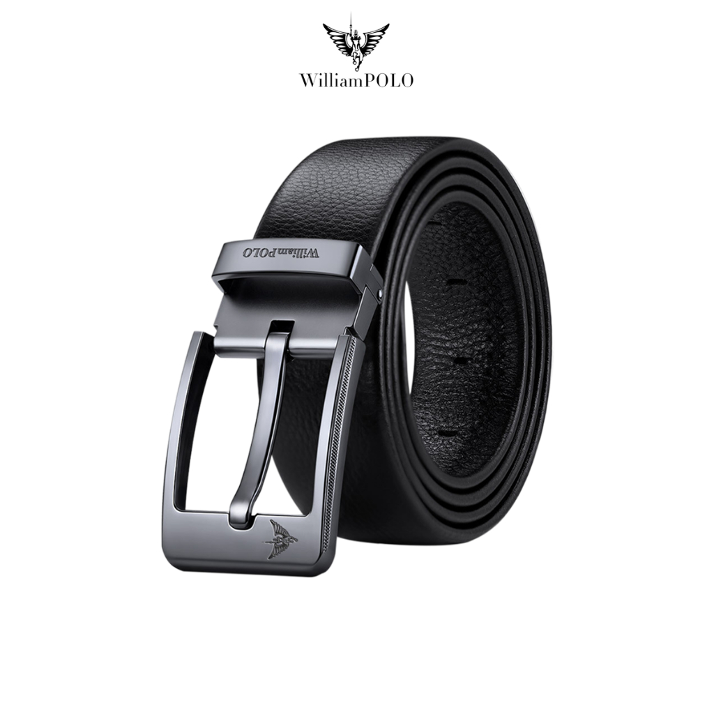 [Quà tặng cao cấp] Thắt lưng nam da bò Williampolo khóa gài cao cấp, sang trọng POLO20030P